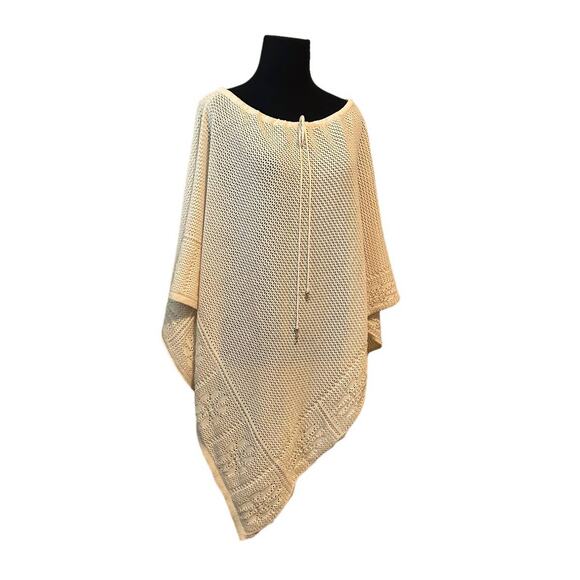 St. John by Marie beige off white knit poncho sweater One Size - Picture 13 of 15